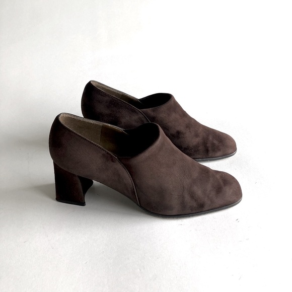 Stuart Weitzman Brown Suede Genuine Leather Square Toe Classic Heels size 7 - Picture 1 of 15